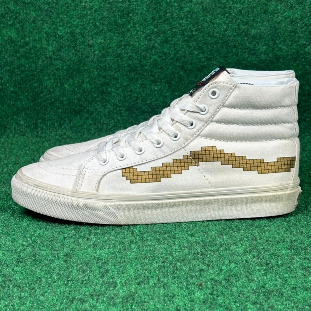 Vans x Nintendo Sk8-Hi Super Mario Bros White Gold Pixel Sneakers 721278 Men 6.5 - Picture 3 of 9